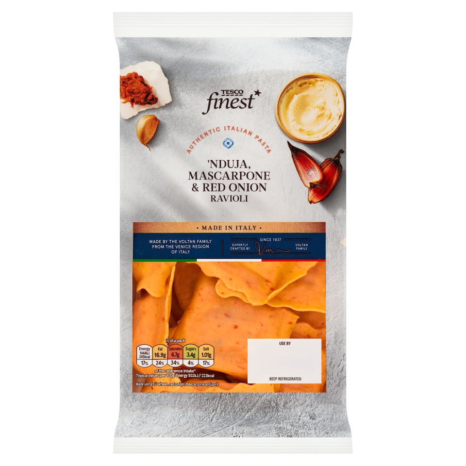 Tesco Finest Nduja, Mascarpone, Red Onion Ravioli 250G