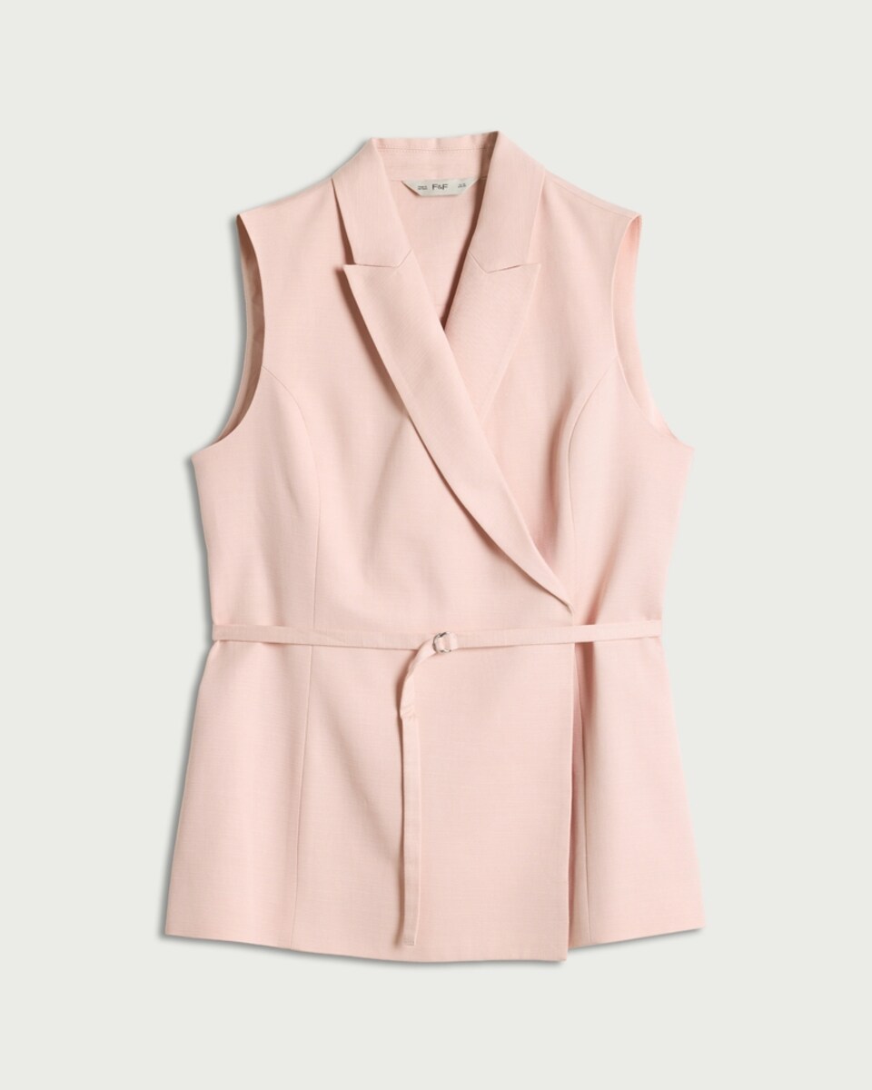 image 1 of F&F Lyocell Blend Belted Co-ord Waistcoat in Pink