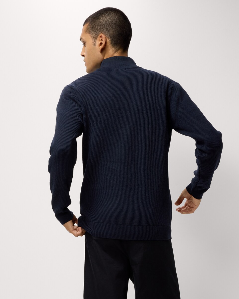 image 1 of F&F Ribbed Half Zip Jumper in Navy