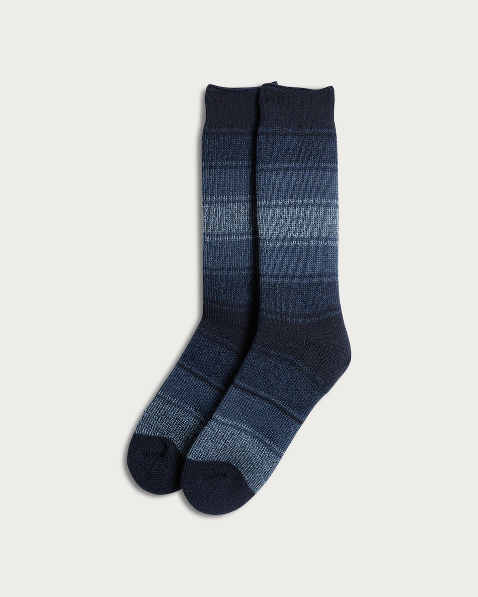 Hewitt & Munro Knitted Stripe Print 2.5 Tog Thermal Socks in Navy