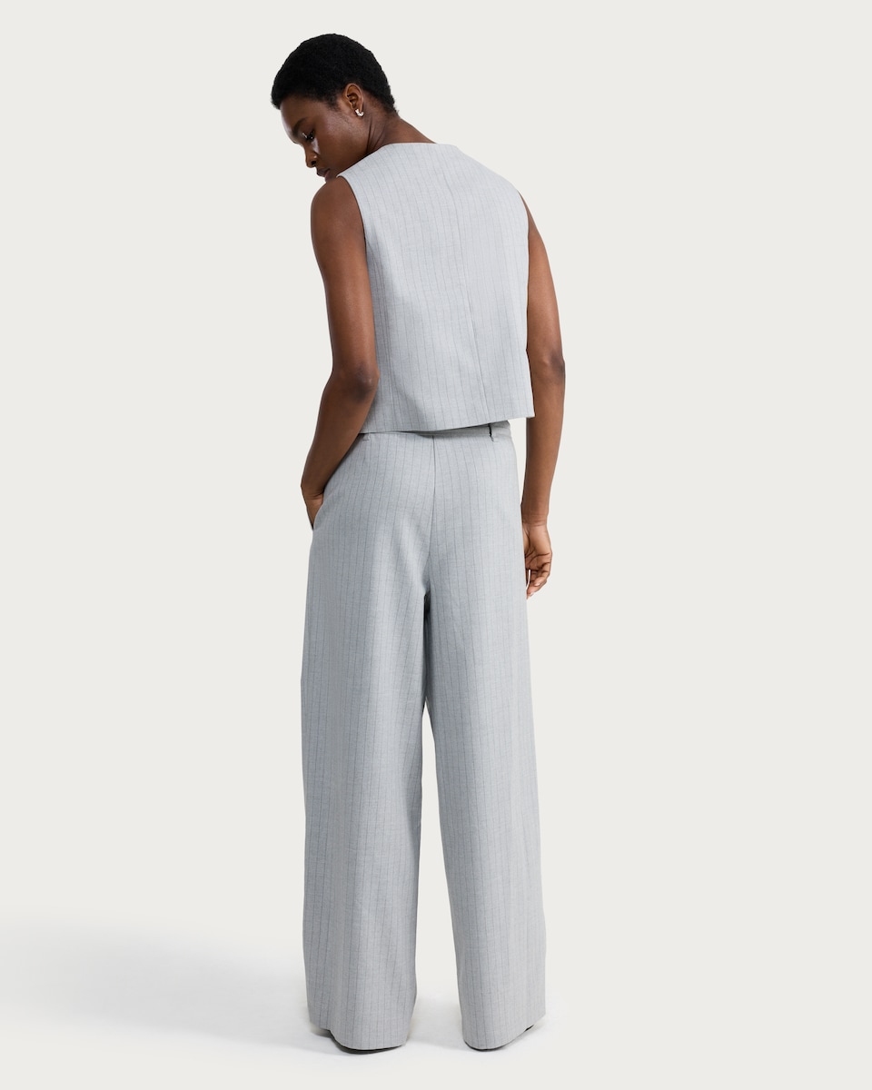 image 1 of F&F Pinstripe Buttoned Waistcoat in Grey