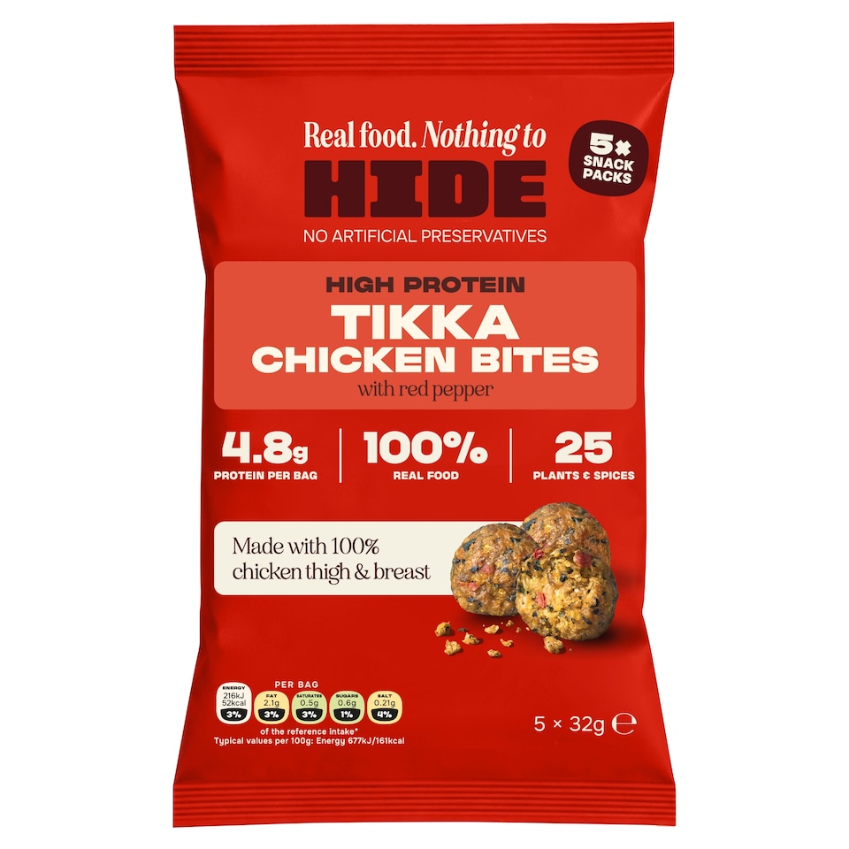 HIDE High Protein Tikka Chicken & Red Pepper Bites 5x32g