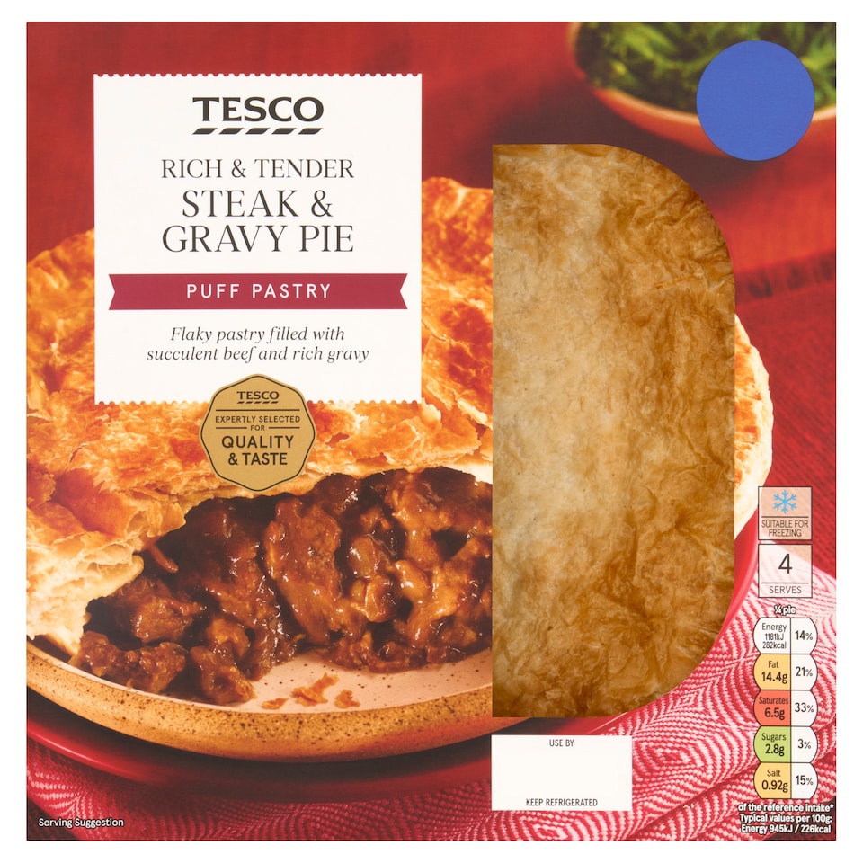 Tesco Steak and Gravy Pie Puff Pastry 500g