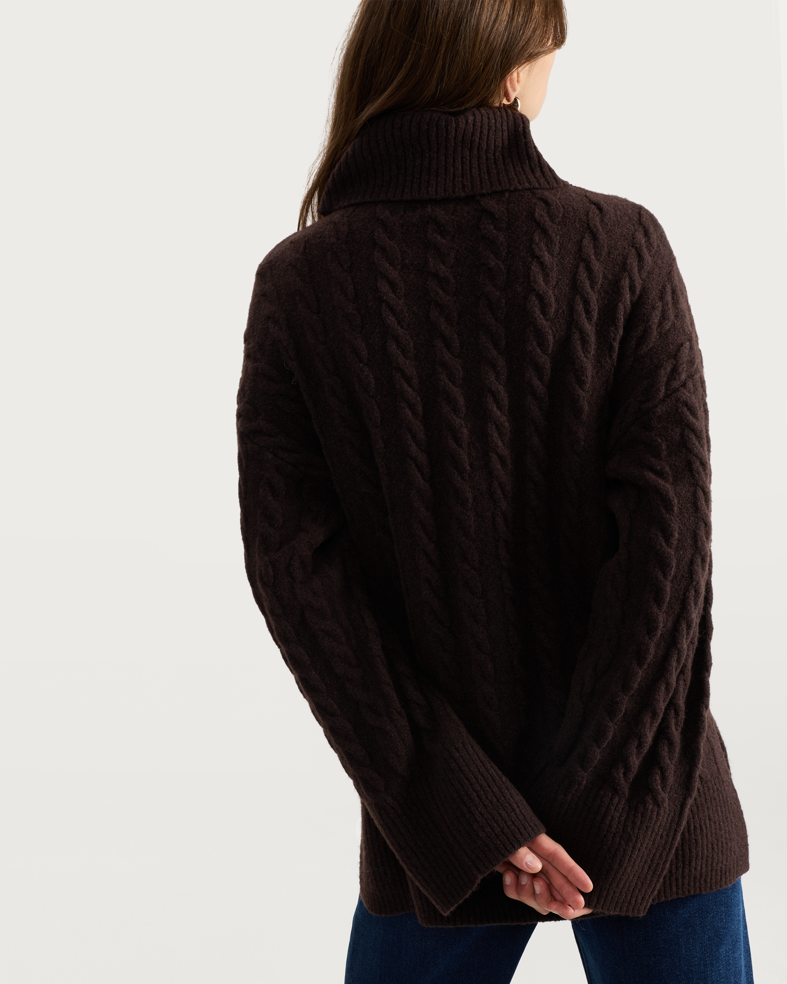F F Cable Knit Roll Neck Jumper With Wool In Brown Tesco Groceries F F Cable Knit Roll Neck Jumper With Wool In Brown Tesco Groceries