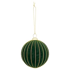 Tesco Green/Burgundy Flocked Bauble Christmas Decoration Assortment