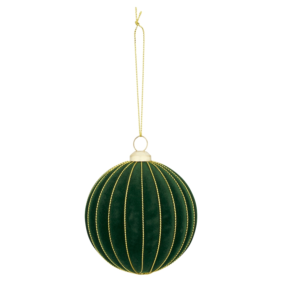 image 1 of Tesco Green/Burgundy Flocked Bauble Christmas Decoration Assortment