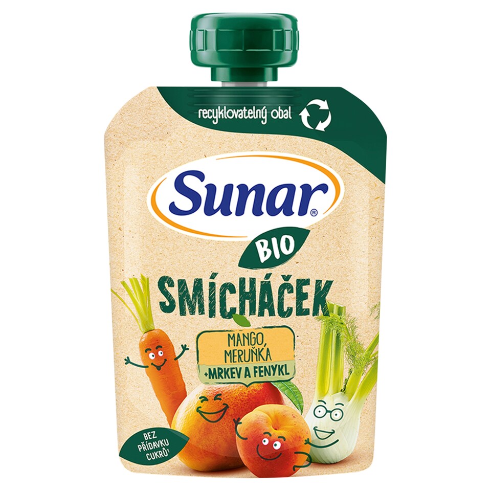 image 1 of Sunar Organic Smícháček Mango, Apricot + Carrot and Fennel 100 g