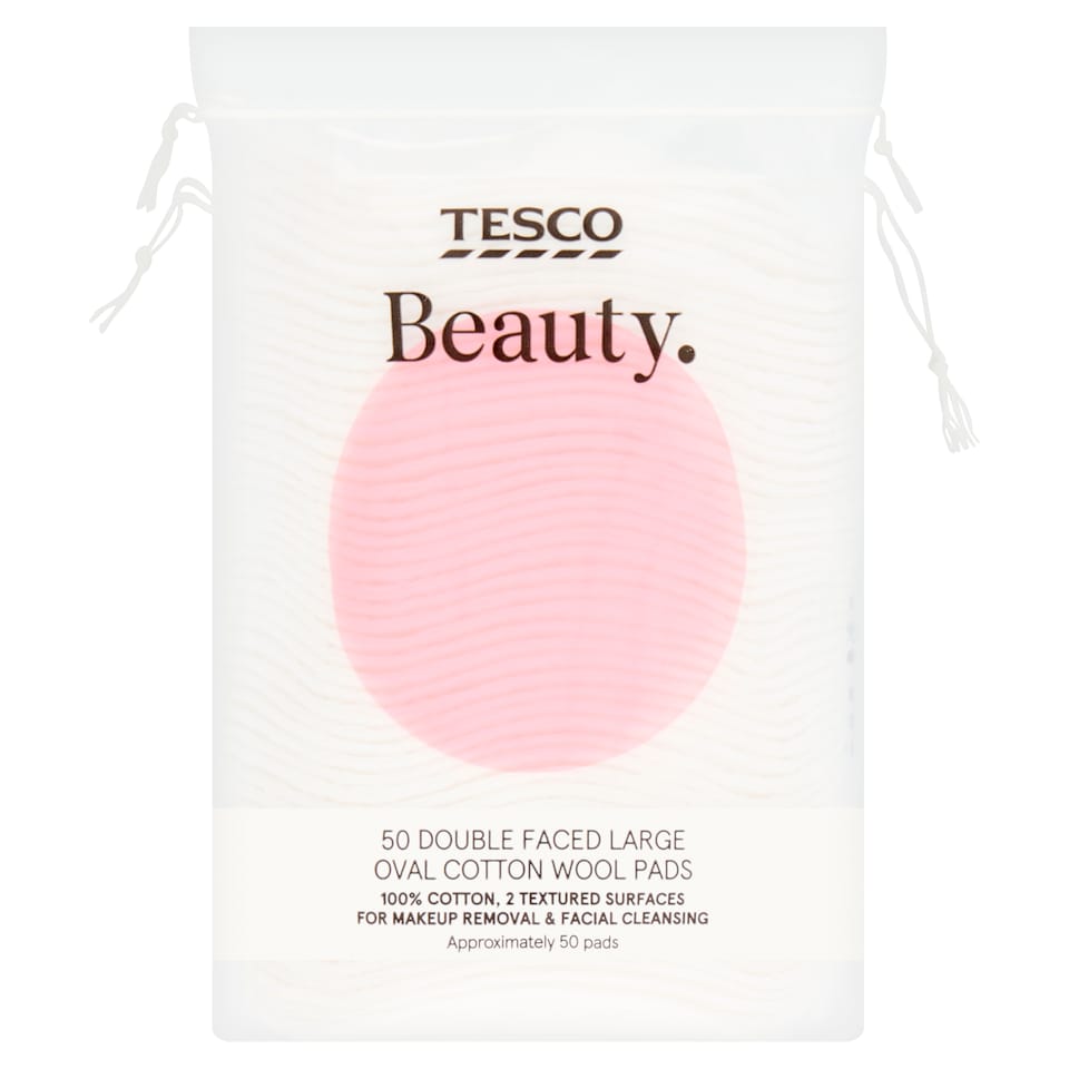 Tesco Double Faced Large Oval Cotton Wool Pads 50 Pack