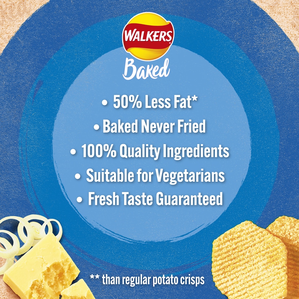 image 1 of Walkers Baked Cheese & Onion Grab Bag Crisps 37.5g