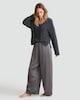 image 1 of The F&F Edit Snit Textured Jumper and Satin Trousers Pyjamas in Grey