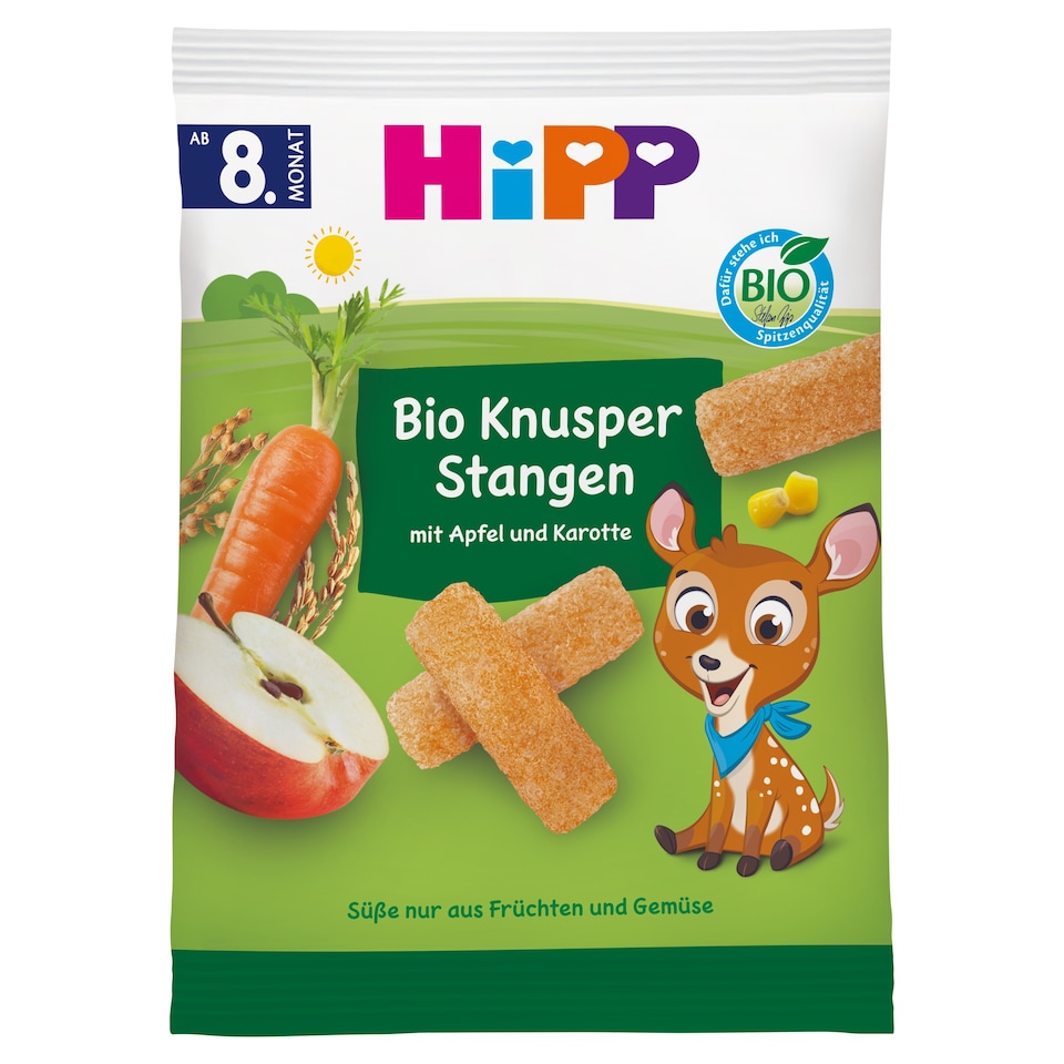 HiPP bio ropogós rudak almával és sárgarépával 8 hónapos kortól 30 g