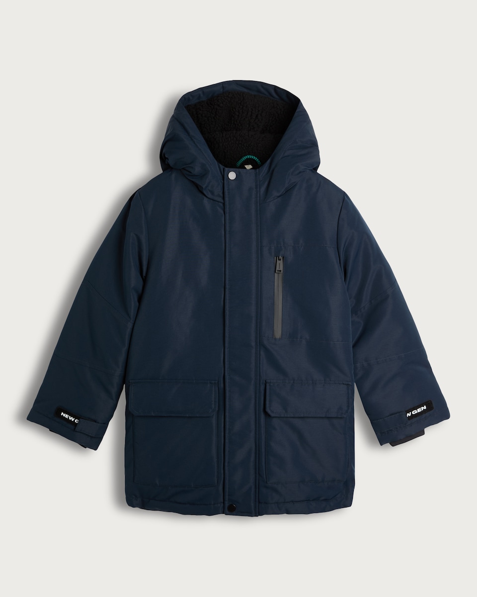 image 1 of F&F Boys Zip Front Hooded Parka in Navy