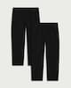 image 4 of F&F Girls School 2-Pack Generous Fit Trousers in Black
