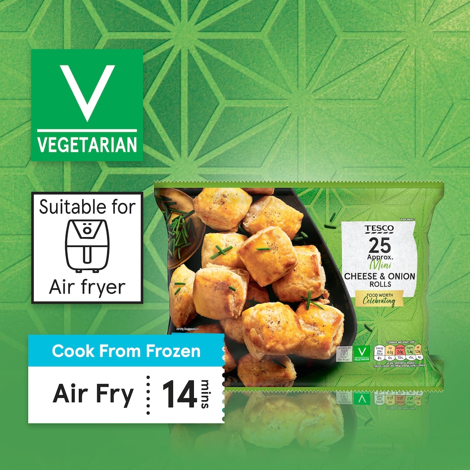 image 1 of Tesco Cheese & Onion Rolls 25 Pack 375g