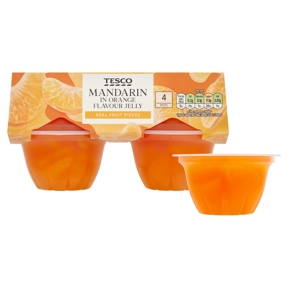 image 1 of Tesco Mandarin In Orange Flavour Jelly 4 x 120g