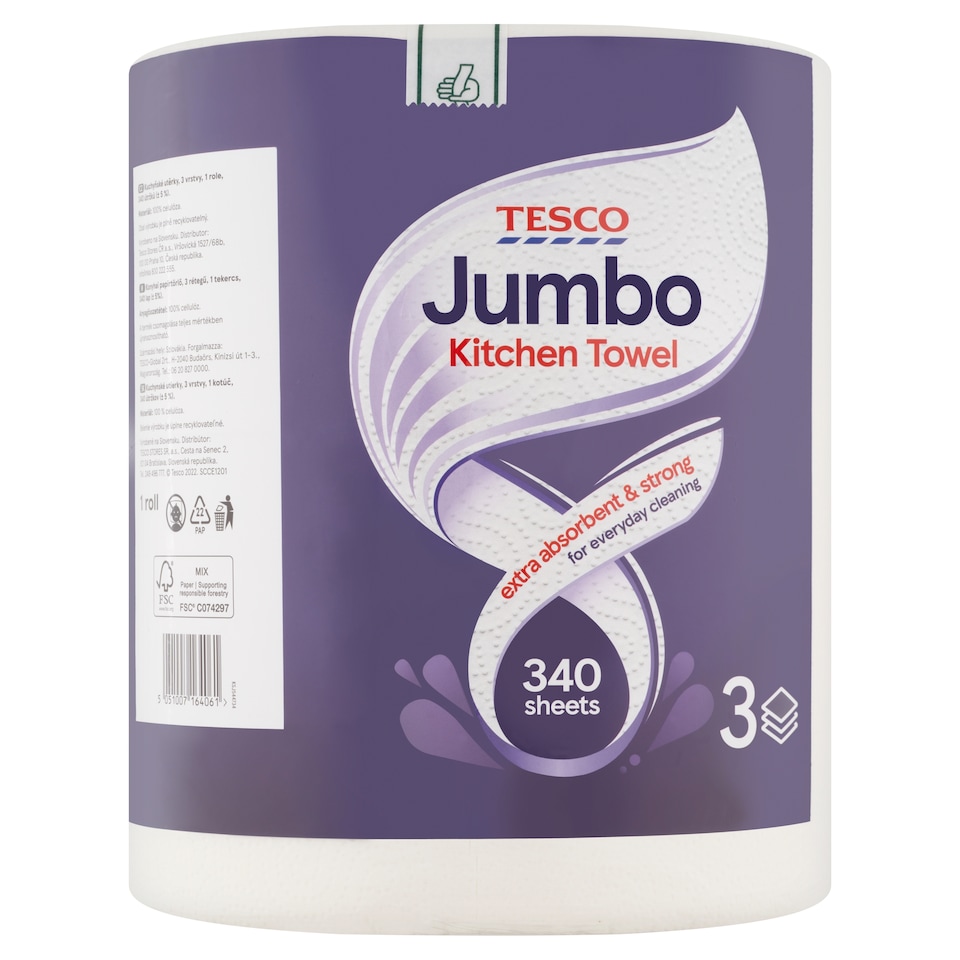 Tesco Jumbo Kitchen Towel 3 Ply 1 Roll