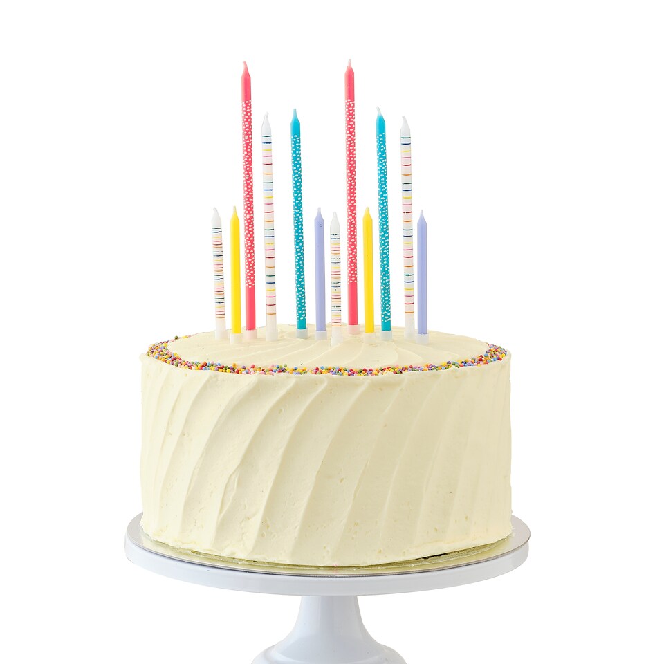 image 1 of Ginger Ray Rainbow 12 Pack Patterned Candles