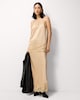 image 2 of The F&F Edit Satin Lace Trim Co-ord Midi Skirt in Camel