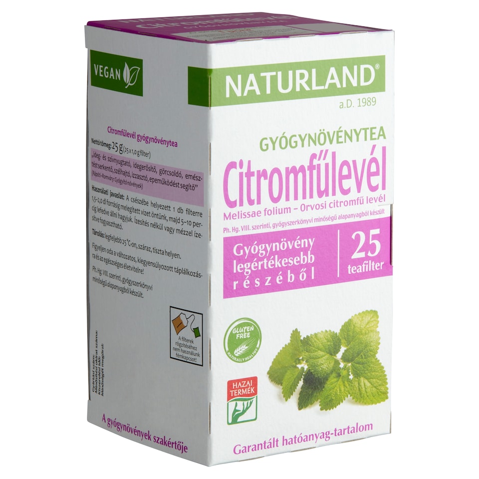 Naturland citromfűlevél gyógynövénytea 25 filter 25 g  1. kép