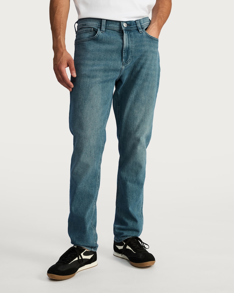 image 1 of F&F Cotton Rich Slim Fit Jeans in Blue