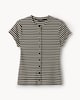 image 4 of F&F Cotton Rich Striped Button Front Top in Multi Brown