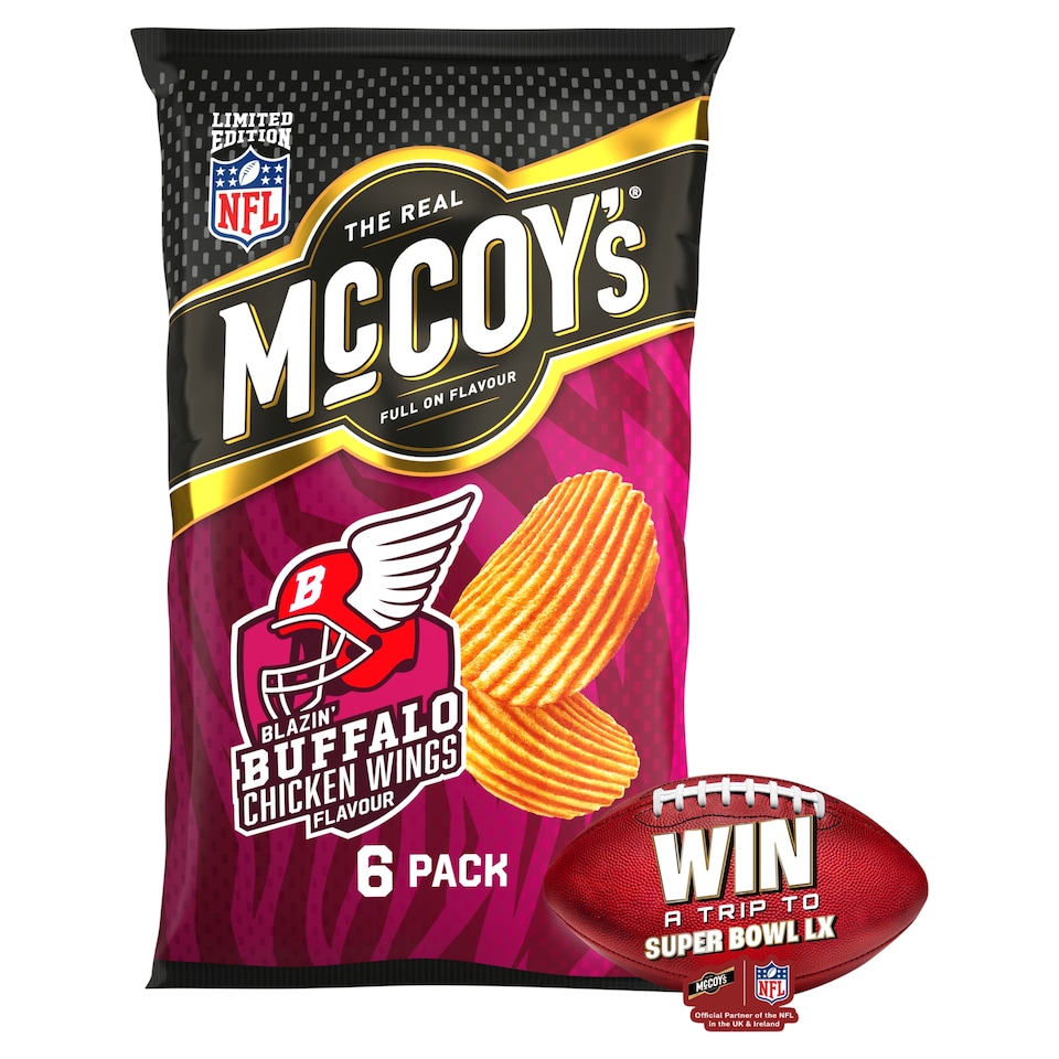 McCoy's Blazin' Buffalo Chicken Wings Crisps 6 Pack 25g