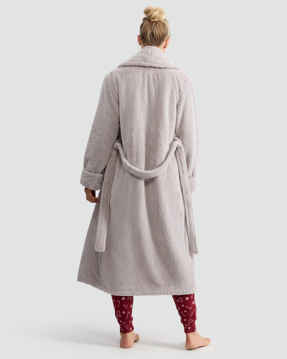 image 1 of F&F Fleece Honeycomb Textured Dressing Gown in Purple