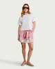 image 1 of F&F Satin Lace Trim Drawstring Shorts in Pink