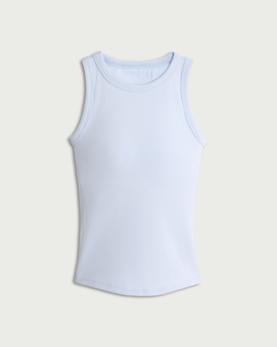image 1 of F&F Cotton Rich Contour Ribbed Secret Support Vest in Blue