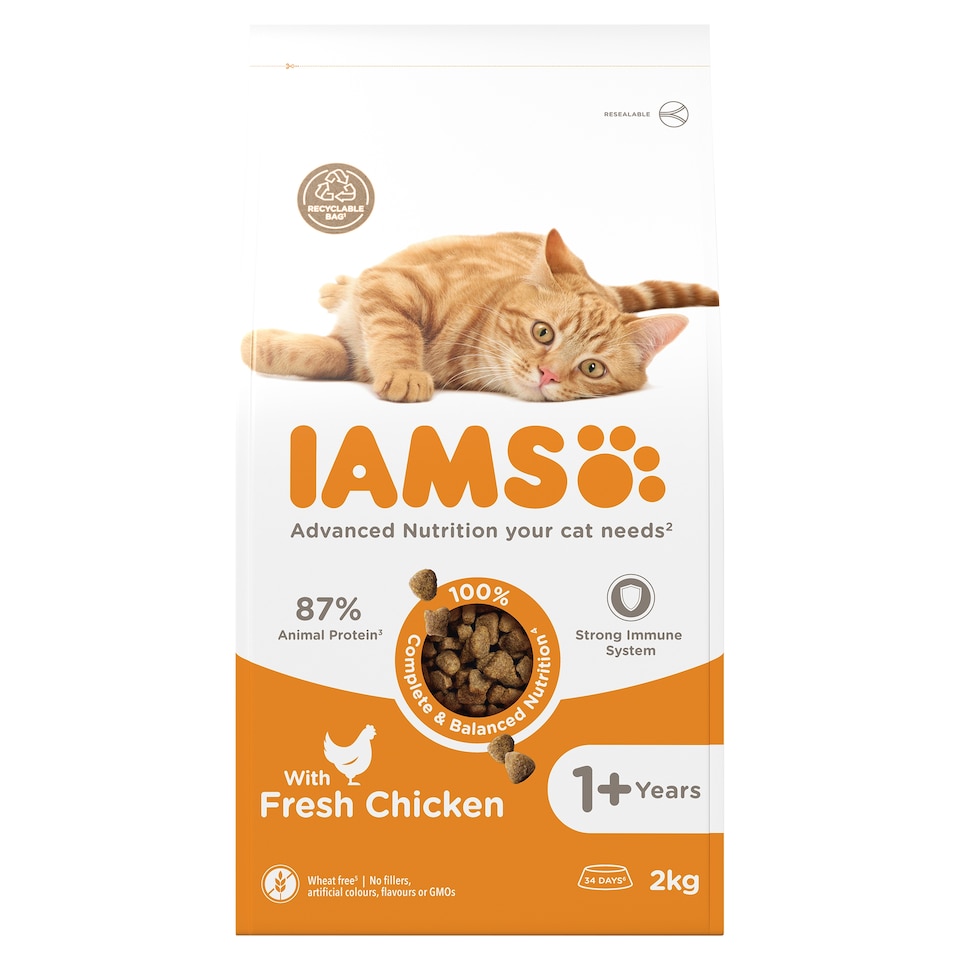 image 1 of Iams Adult 1+ Cat Food With Fresh Chicken 2Kg