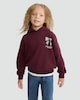 image 1 of F&F Girls Cotton Rich Adventures in Style Slogan Hoodie in Burgundy