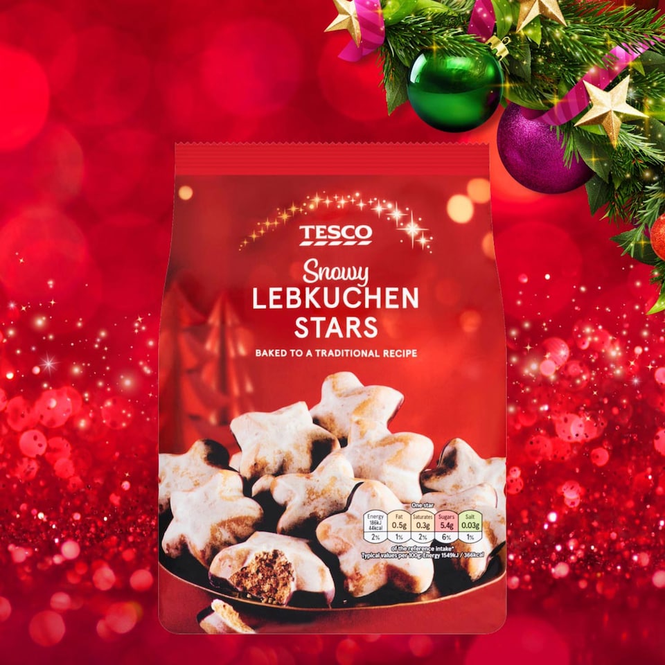 image 1 of Tesco Snowy Lebkuchen Stars 250 g