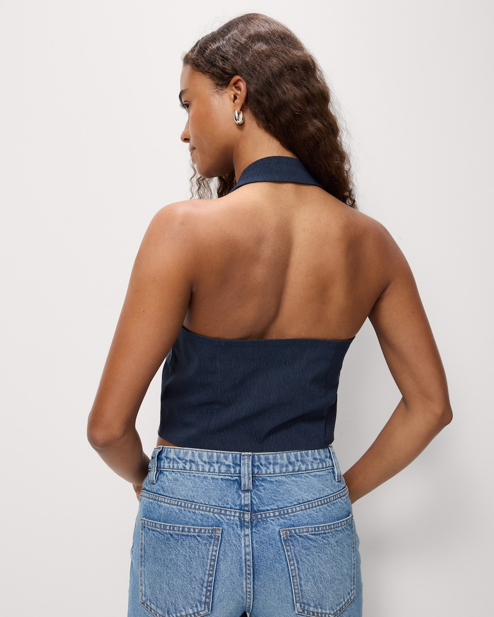 image 1 of OH ME OH MY Halterneck Waistcoat in Navy
