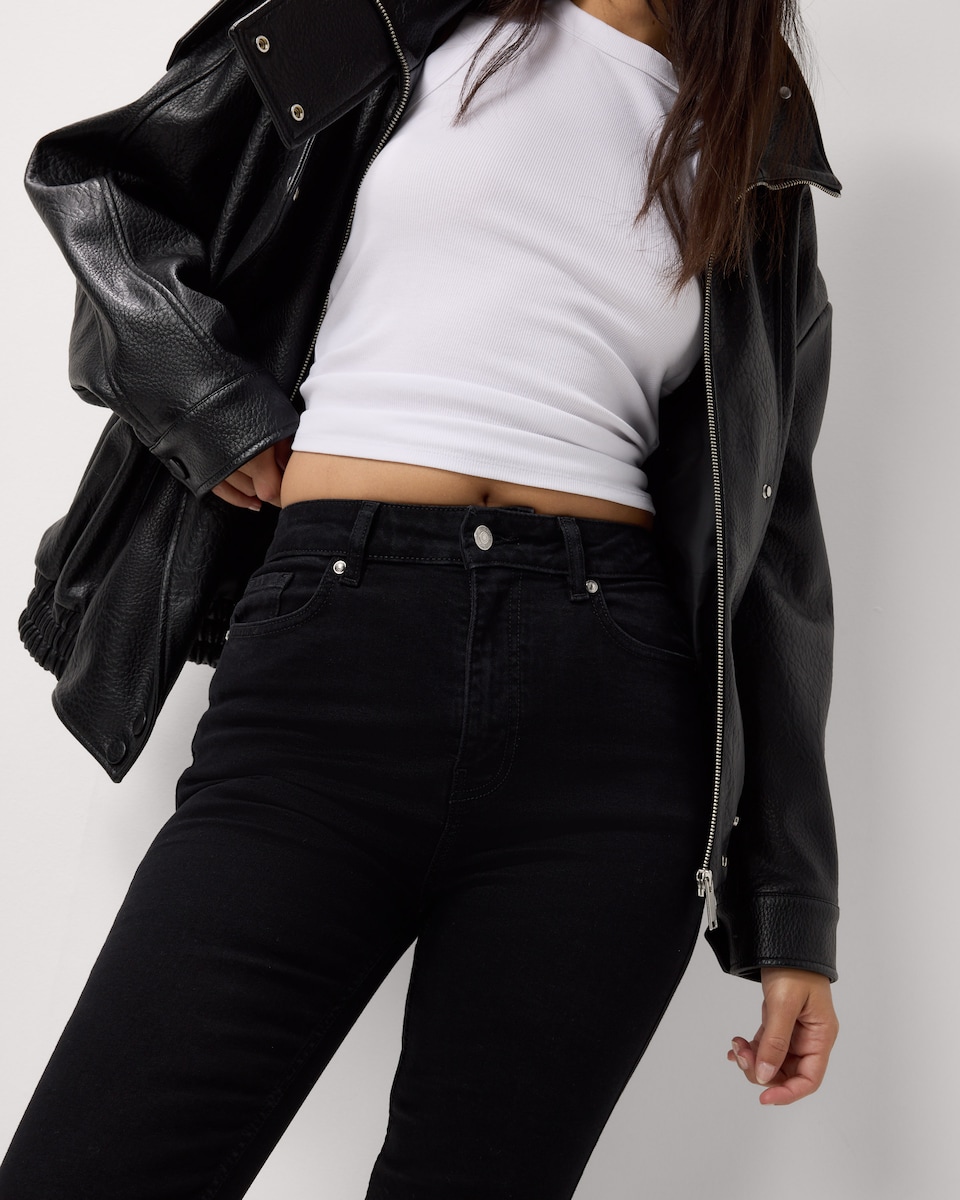 image 1 of F&F High Rise Cigarette Jeans in Black