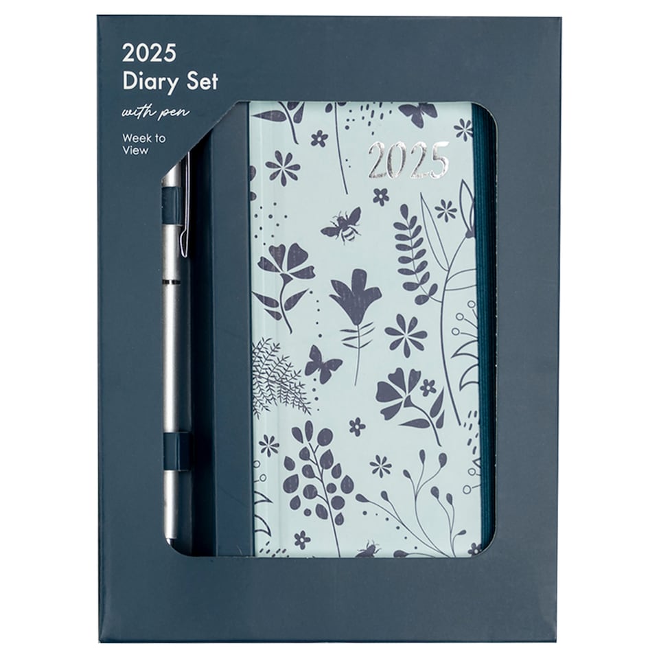 2025 WTV DIARY AND PEN GIFT SET BLUE FLORAL