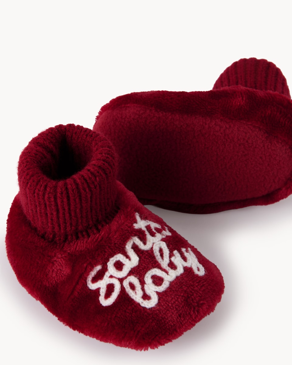 image 1 of Christmas Baby Santa Booties in Red