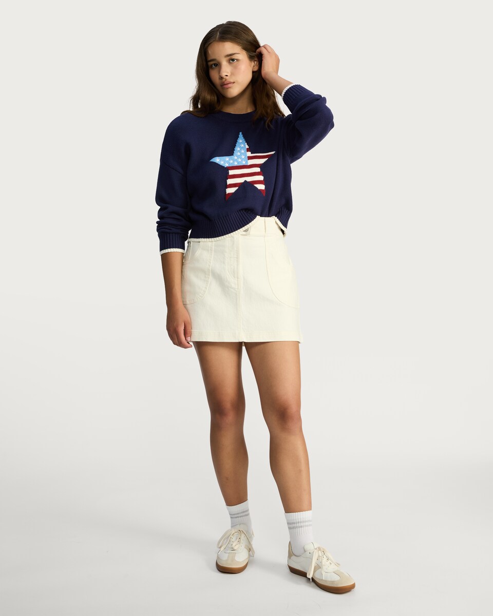 image 1 of OH ME OH MY Cotton Rich Flag Star Print Jumper in Navy