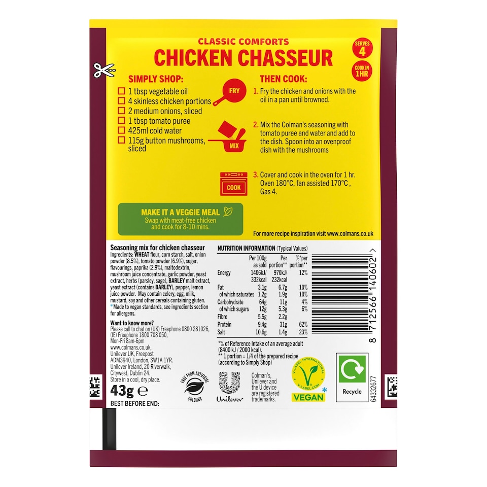 image 1 of Colman's Chicken Chasseur Recipe Mix 43G