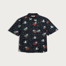 F&F Pure Cotton Snowman and Sleigh Print Shirt in Navy