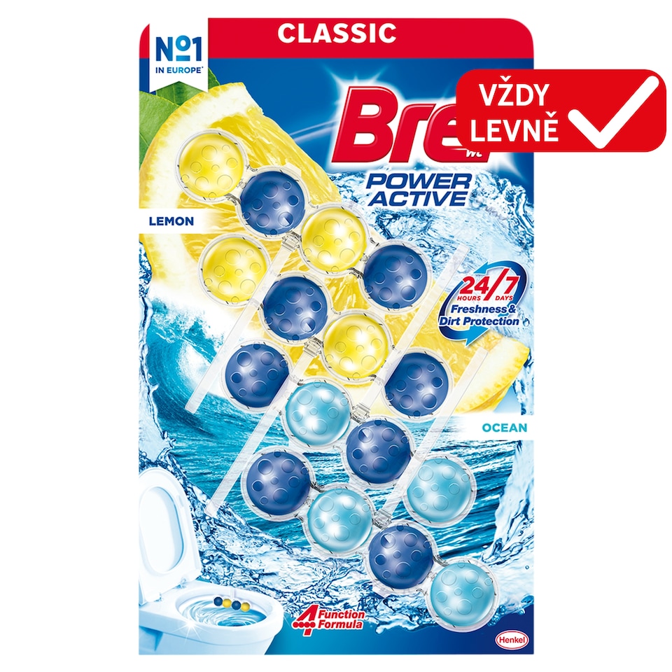 Bref Power Active Lemon/Ocean Solid Toilet Block 4 x 50g