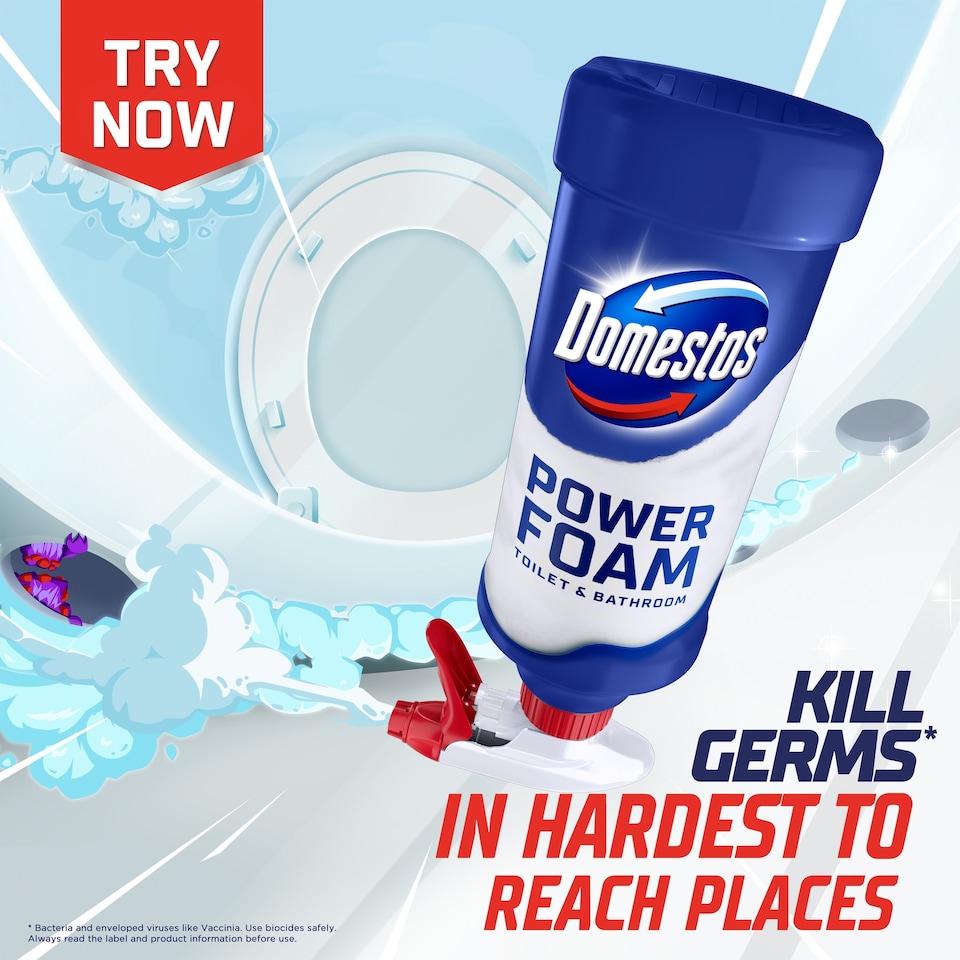image 1 of Domestos Power Foam Toilet and Bathroom Cleaner Arctic Fresh 450ml