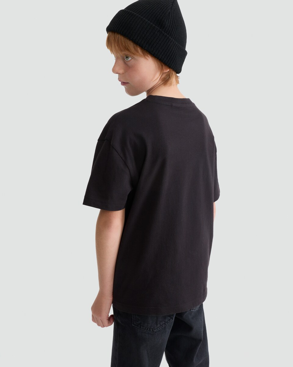 image 1 of F&F Boys Pure Cotton Slogan Short Sleeved T-Shirt in Black