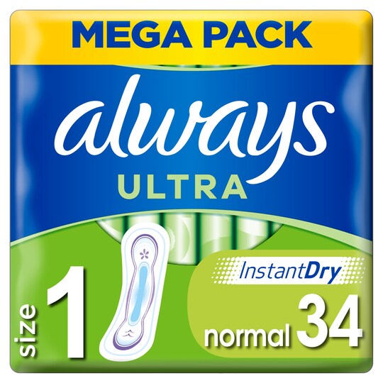 Always Ultra Size 1 Sanitary Towels 34Pack Tesco Groceries