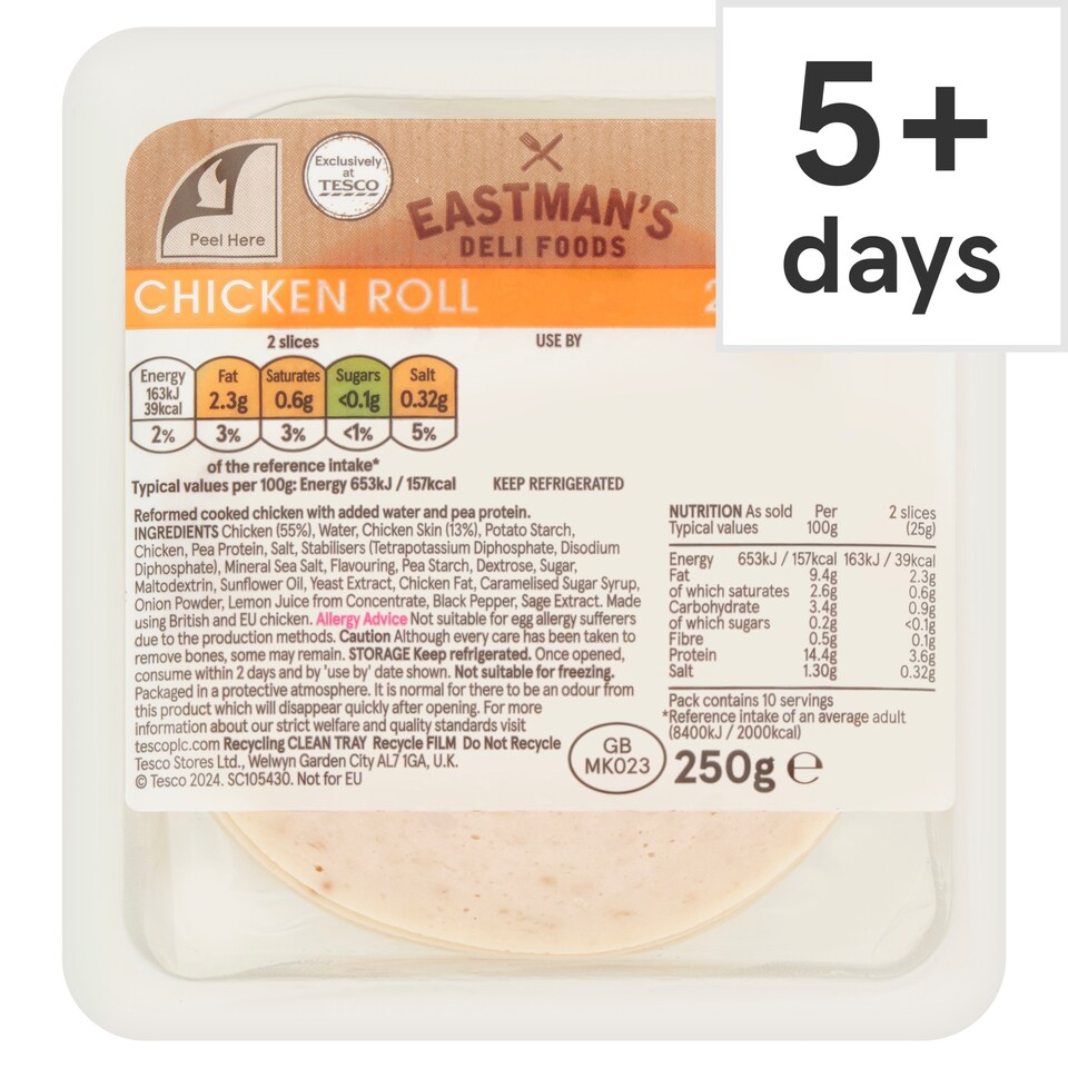 Eastmans Cooked Chicken Roll Slices 250g