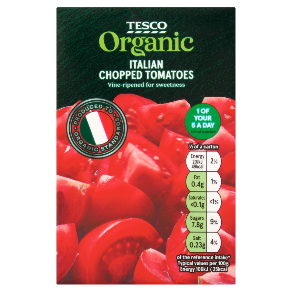 Tesco Organic Italian Chopped Tomatoes 390G