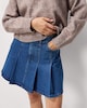 image 2 of F&F Pure Cotton Pleated Denim Mini Skirt in Blue