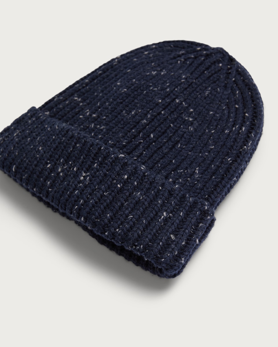image 1 of F&F Chunky Ribbed Knit Beanie Hat in Navy