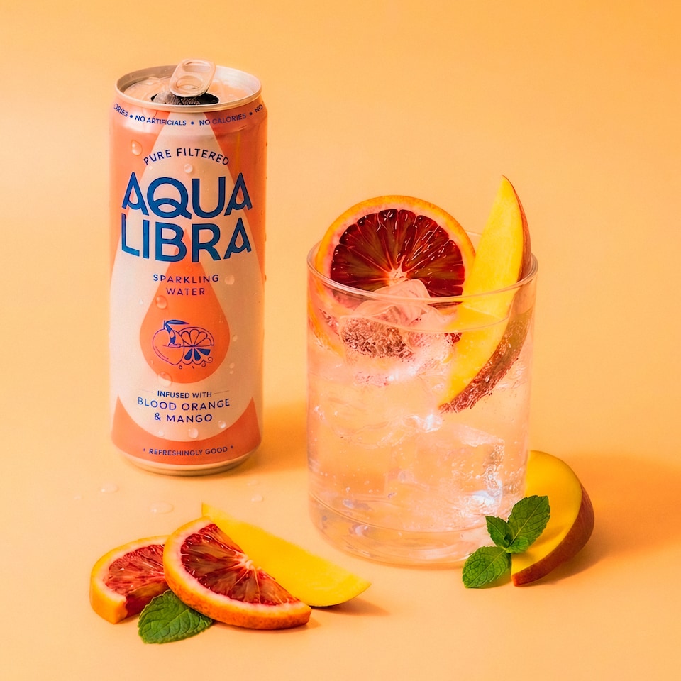 image 1 of Aqua Libra Sparkling Water Blood Orange & Mango 4 x 330ml