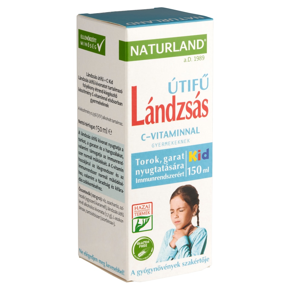 Naturland Kid lándzsás útifű C-vitaminnal folyékony étrend-kiegészítő készítmény gyermekeknek 150 ml