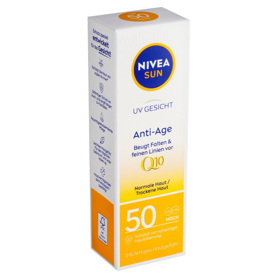 image 1 of Nivea Sun Pleťový krém na opalování proti vráskám Q10 OF 50 50ml